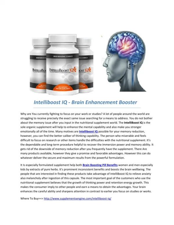 Intelliboost IQ - Brain Enhancement Booster