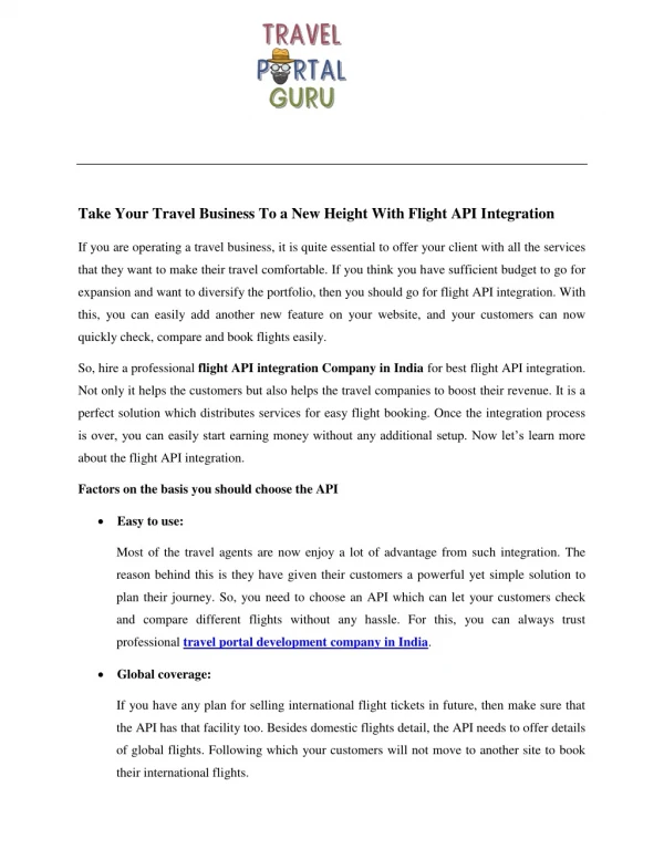 Take Your Travel Business To a New Height With Flight API Integration