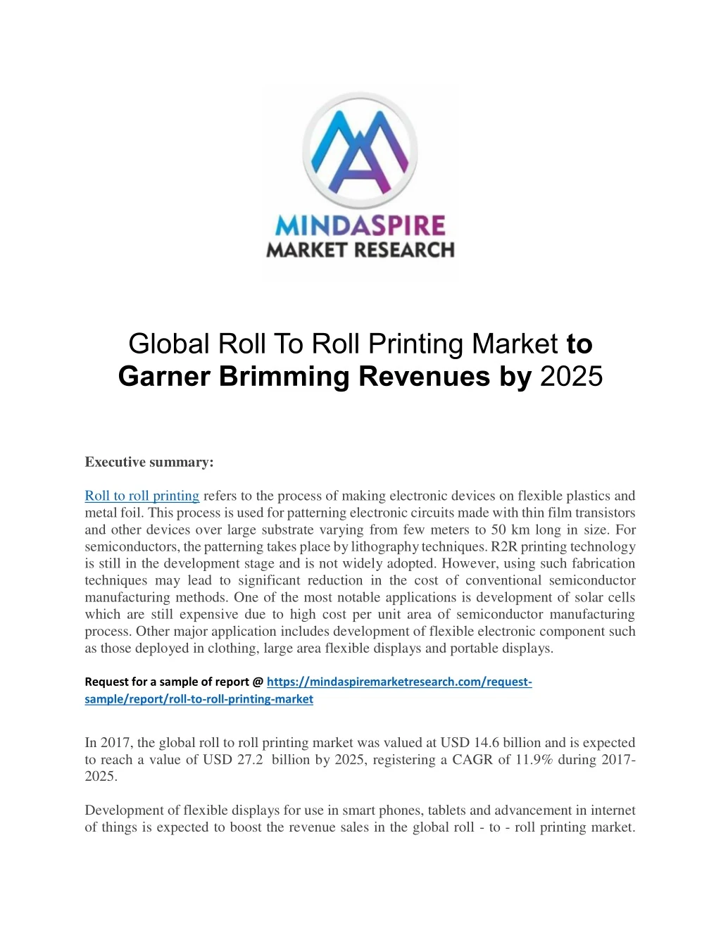 global roll to roll printing market to garner