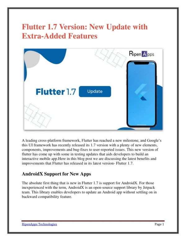 Flutter 1.7 Version: New Update with Extra-Added Features