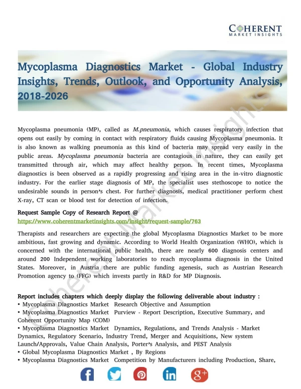 Mycoplasma Diagnostics Market - Global Industry Insights, Trends, and Opportunity Analysis, 2018-2026