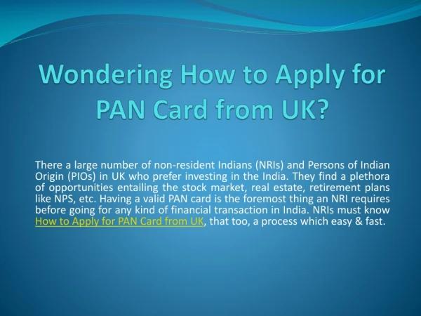 Pan Card Application