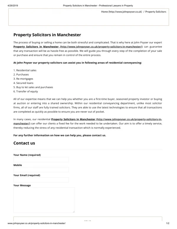 Solicitors in Manchester - John Poyser Solicitors