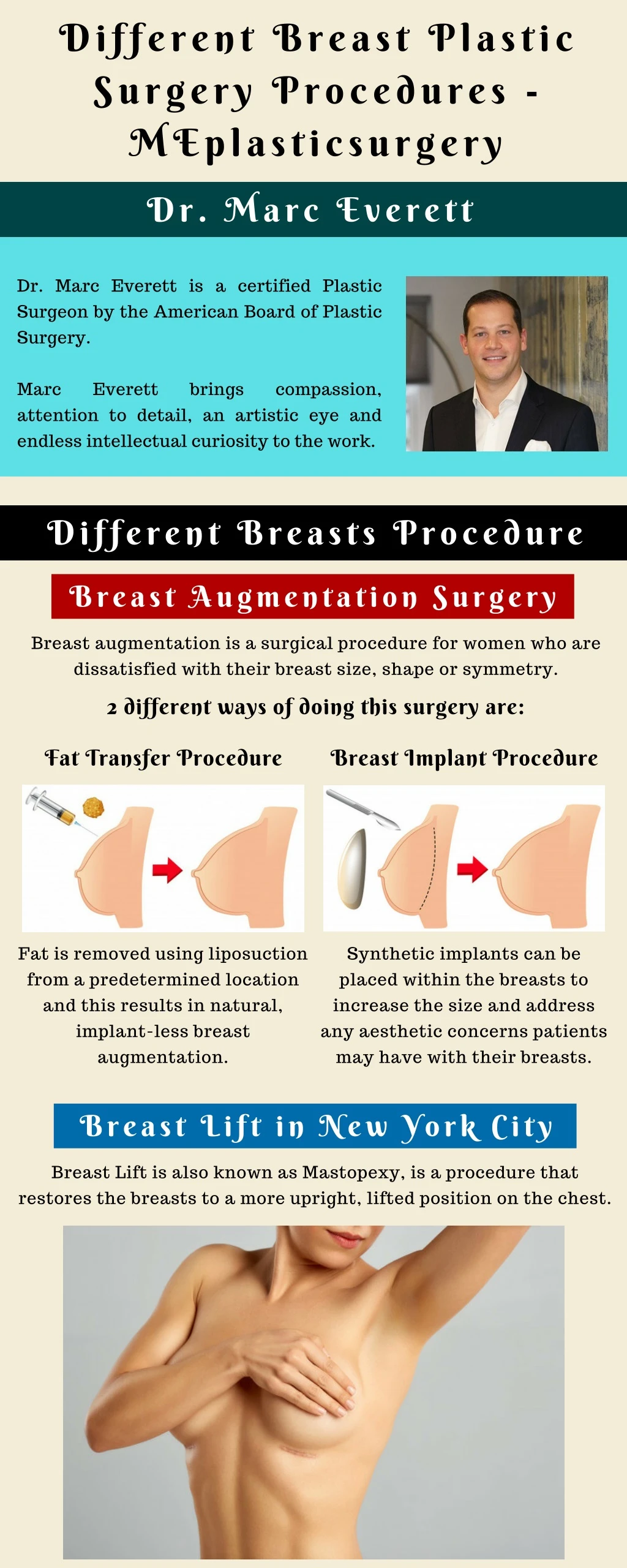 different breast plastic surgery procedures