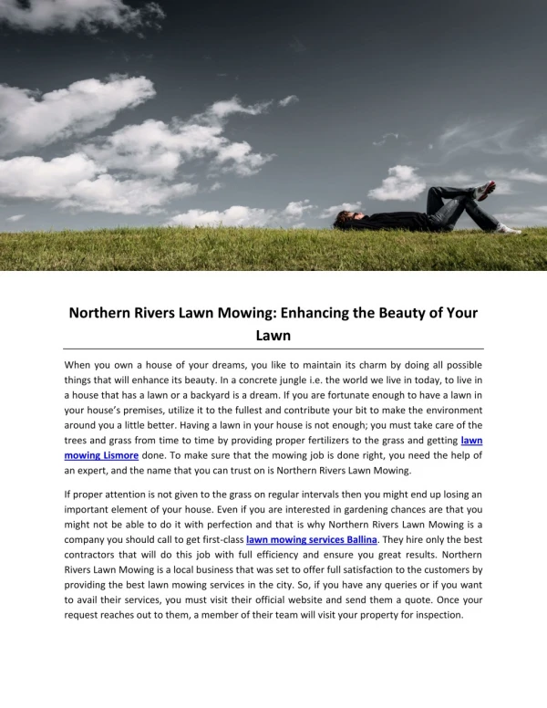 Northern Rivers Lawn Mowing: Enhancing the Beauty of Your Lawn