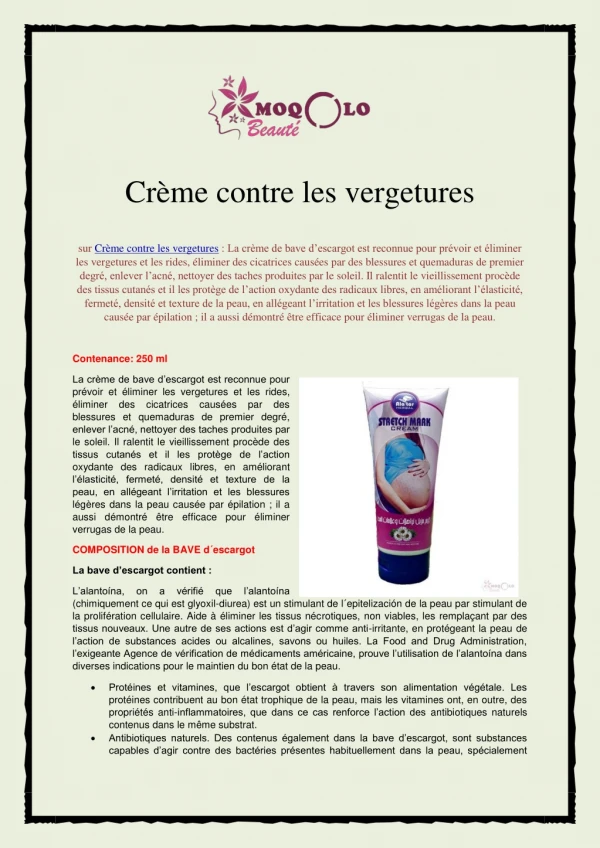 Crème contre les vergetures