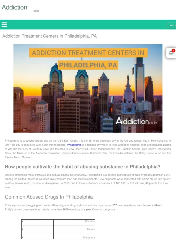 Addiction Treatment Centers in Philadelphia, PA