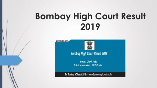 Bombay High Court Result 2019, Bombay HC 182 Clerk Cut Off, Merit List
