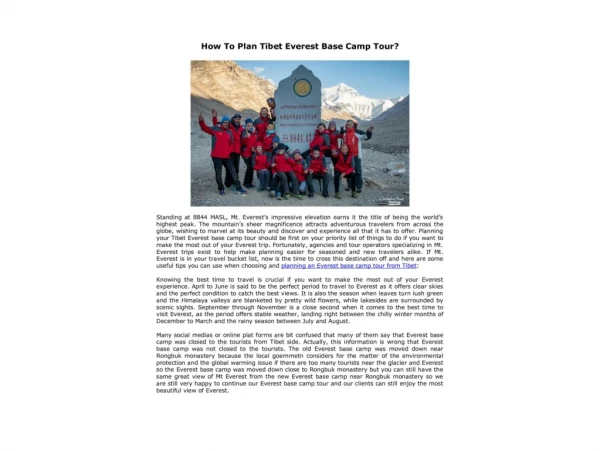 How To Plan Tibet Everest Base Camp Tour?