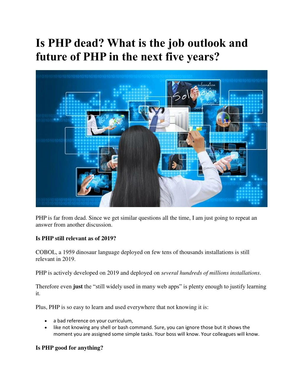 is php dead what is the job outlook and future