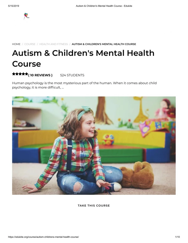 Autism & Children's Mental Health Course - Edukite