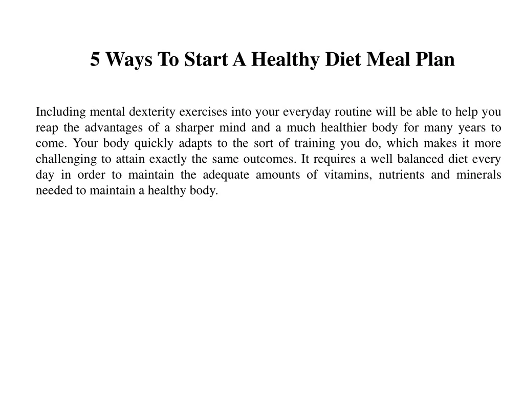 5 ways to start a healthy diet meal plan