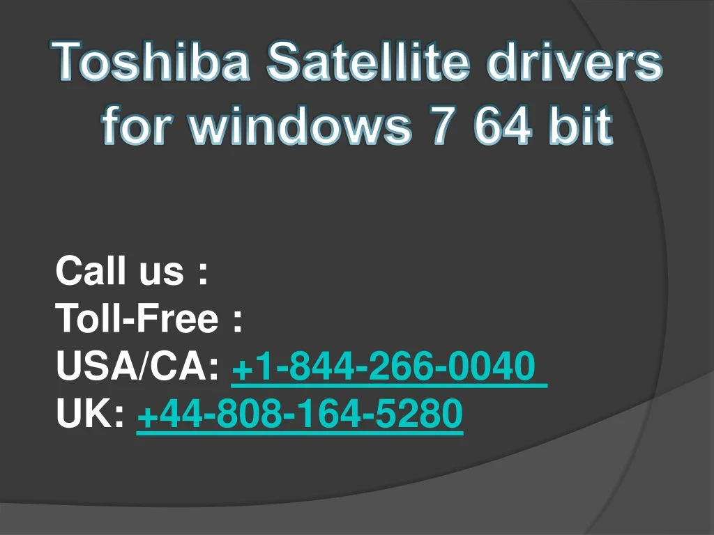 toshiba satellite drivers for windows 7 64 bit