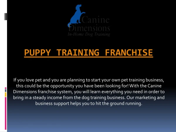 Puppy Training Franchise