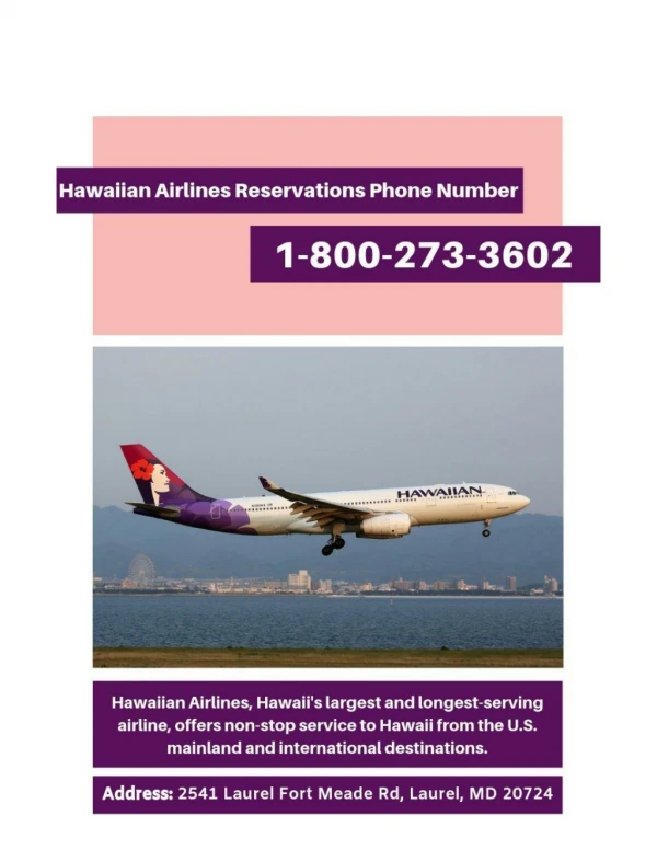 Hawaiian Airlines Phone Number For Reservations - Cheap Flights