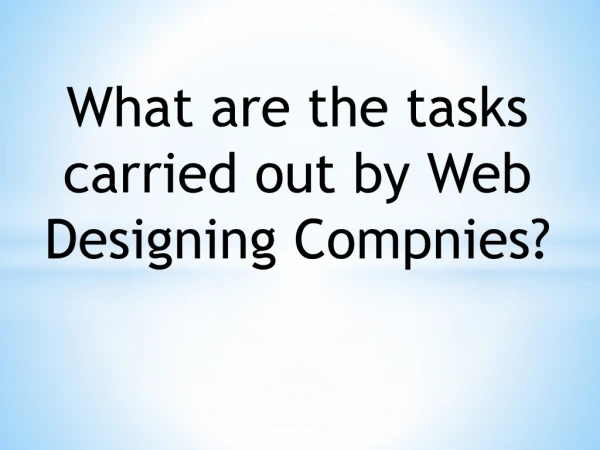 What are the tasks carried out by Web Designing Compnies?