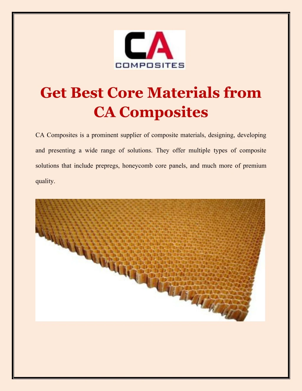 get best core materials from ca composites