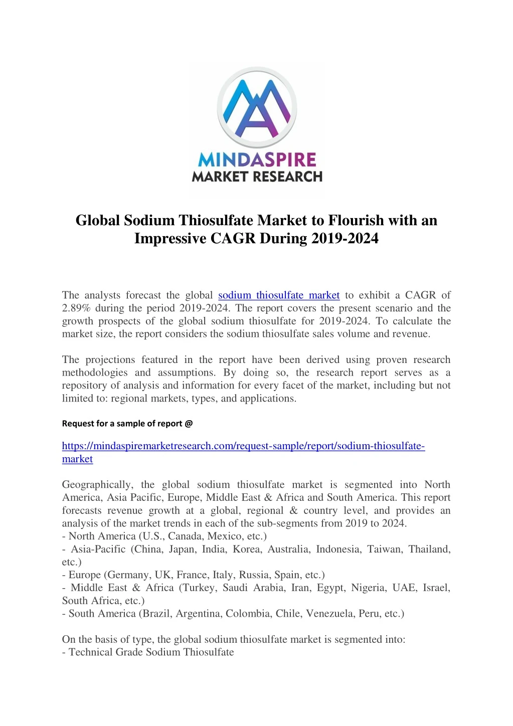 global sodium thiosulfate market to flourish with