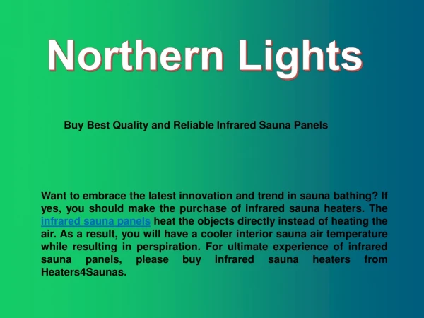 Buy Best Quality and Reliable Infrared Sauna Panels