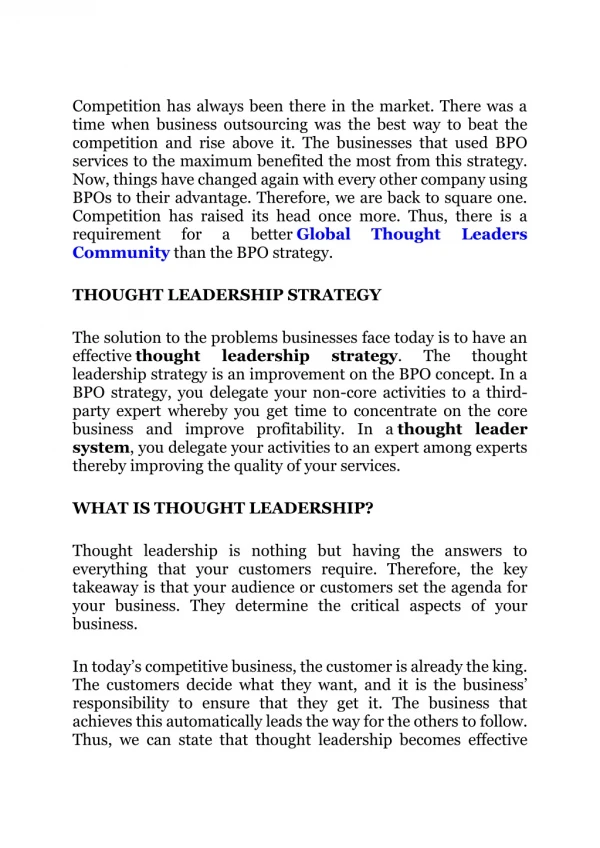 GLOBAL THOUGHT LEADERS COMMUNITY