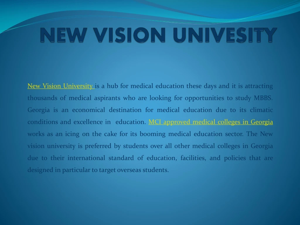 new vision univesity