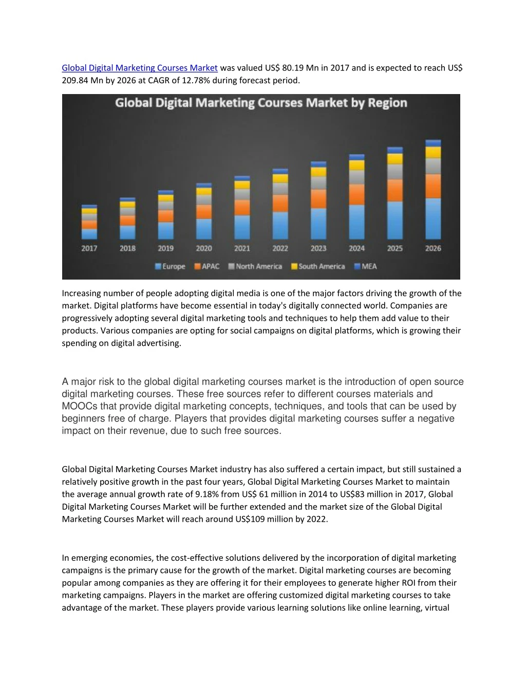 global digital marketing courses market