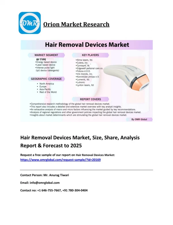 Hair Removal Devices Market: Industry Size, Growth and Forecast 2019-2025