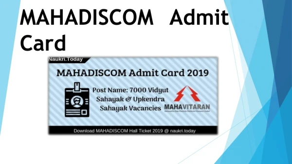 Download MAHADISCOM Admit Card 2019 | MSEDCL Hall Ticket 2019