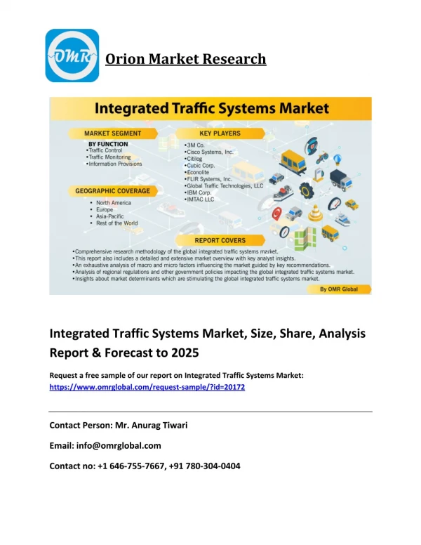 Integrated Traffic Systems Market: Global Trends, Growth & Forecast 2019-2025