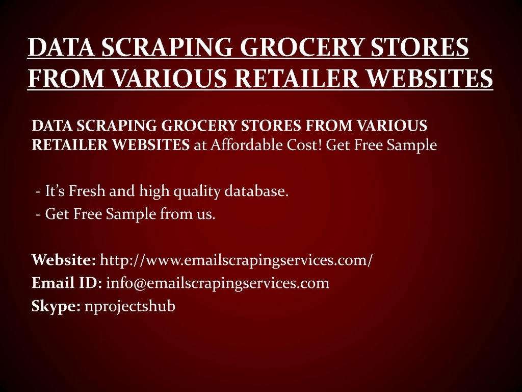 data scraping grocery stores from various retailer websites