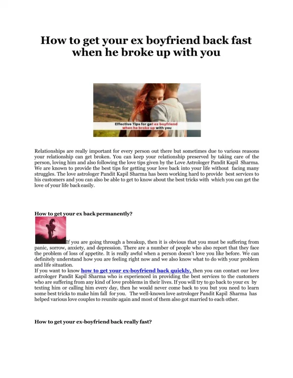 how to get your ex boyfriend back fast when he broke up with you