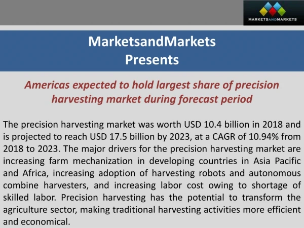 Americas expected to hold the largest share of the precision harvesting market during the forecast period