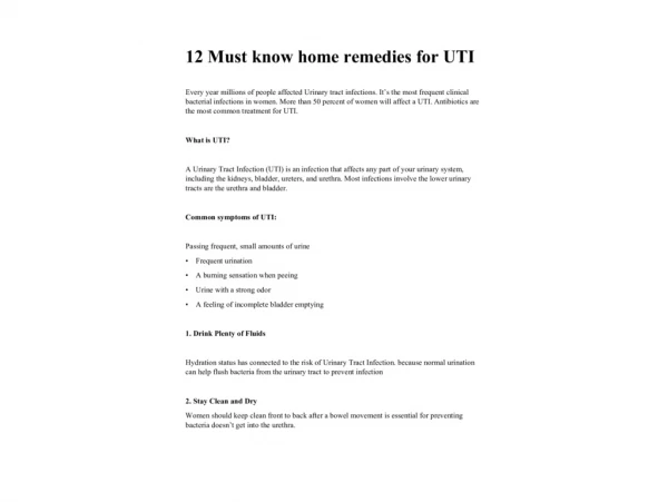 12 Must know home remedies for UTI