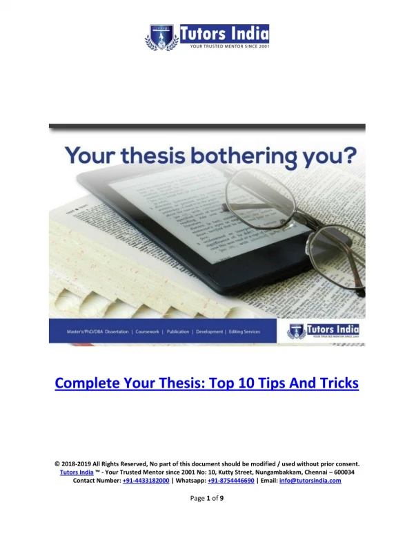 Complete Your Thesis: Top 10 Tips And Tricks