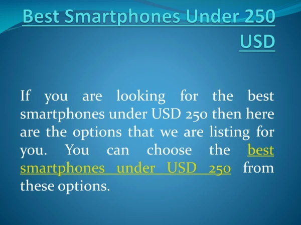 Best Smartphones Under $250