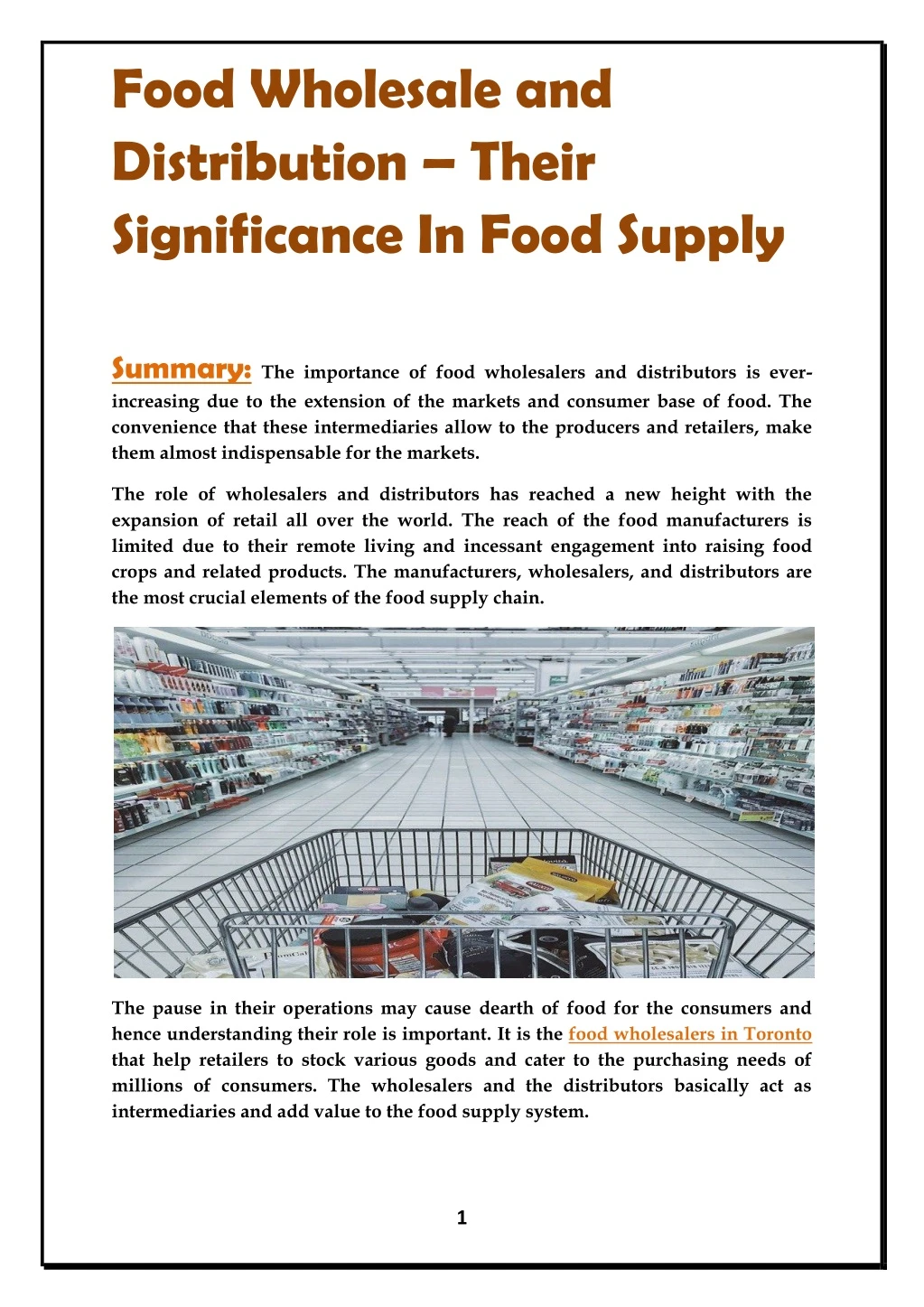 food wholesale and distribution their