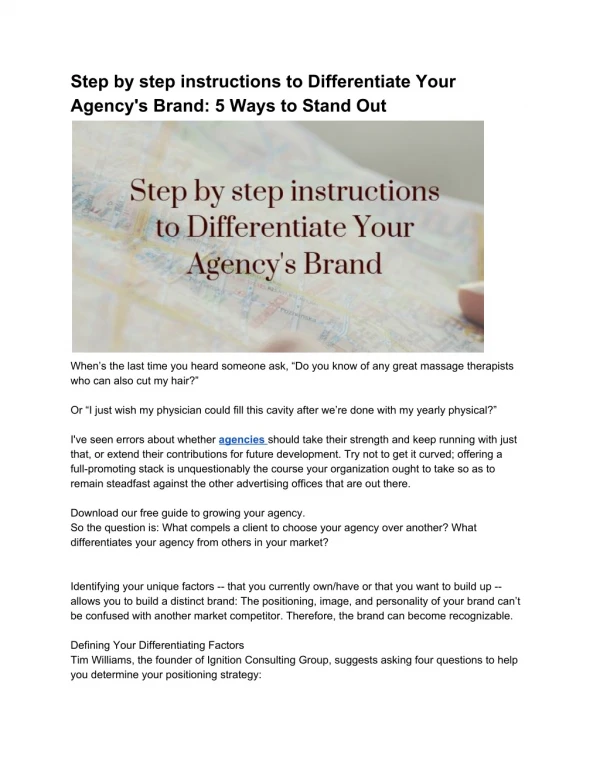 Step by step instructions to Differentiate Your Agency's Brand: 5 Ways to Stand Out
