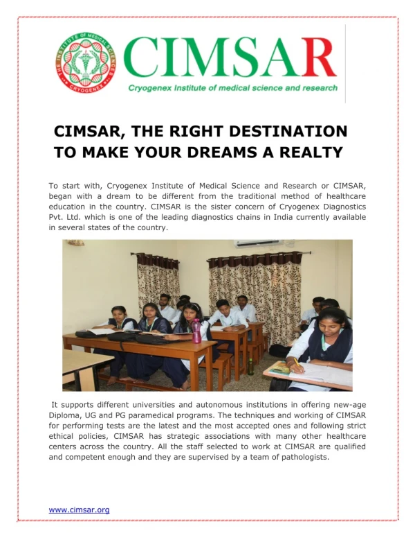 CIMSAR, THE RIGHT DESTINATION TO MAKE YOUR DREAMS A REALTY