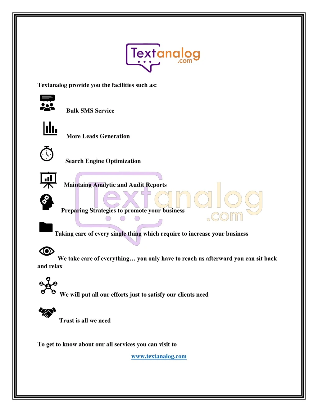 textanalog provide you the facilities such as