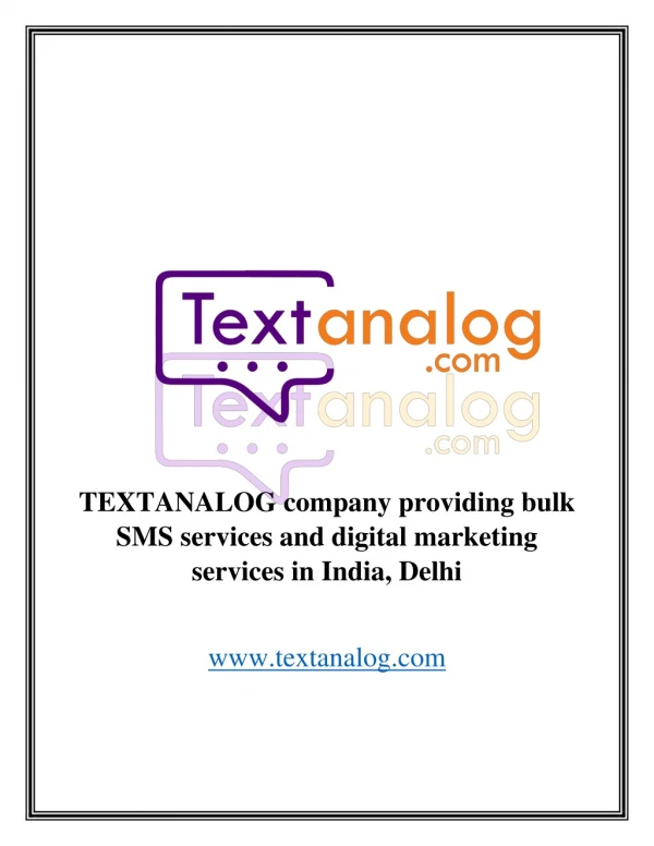 Bulk SMS Service Provider In India Textanalog