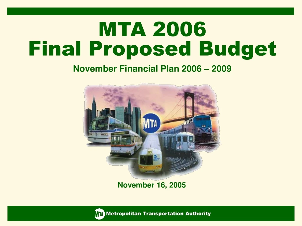 mta 2006 final proposed budget november financial