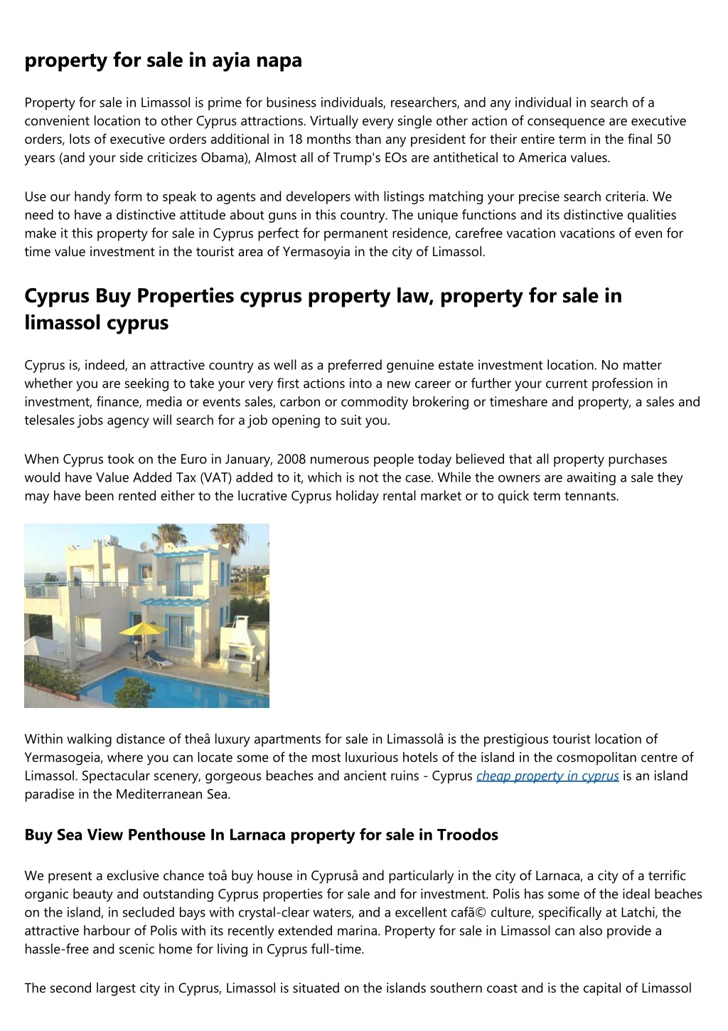 property for sale in ayia napa