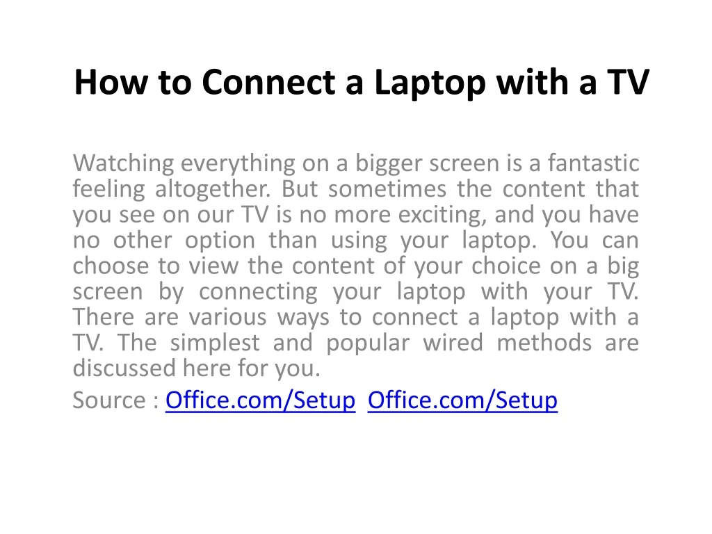 how to connect a laptop with a tv