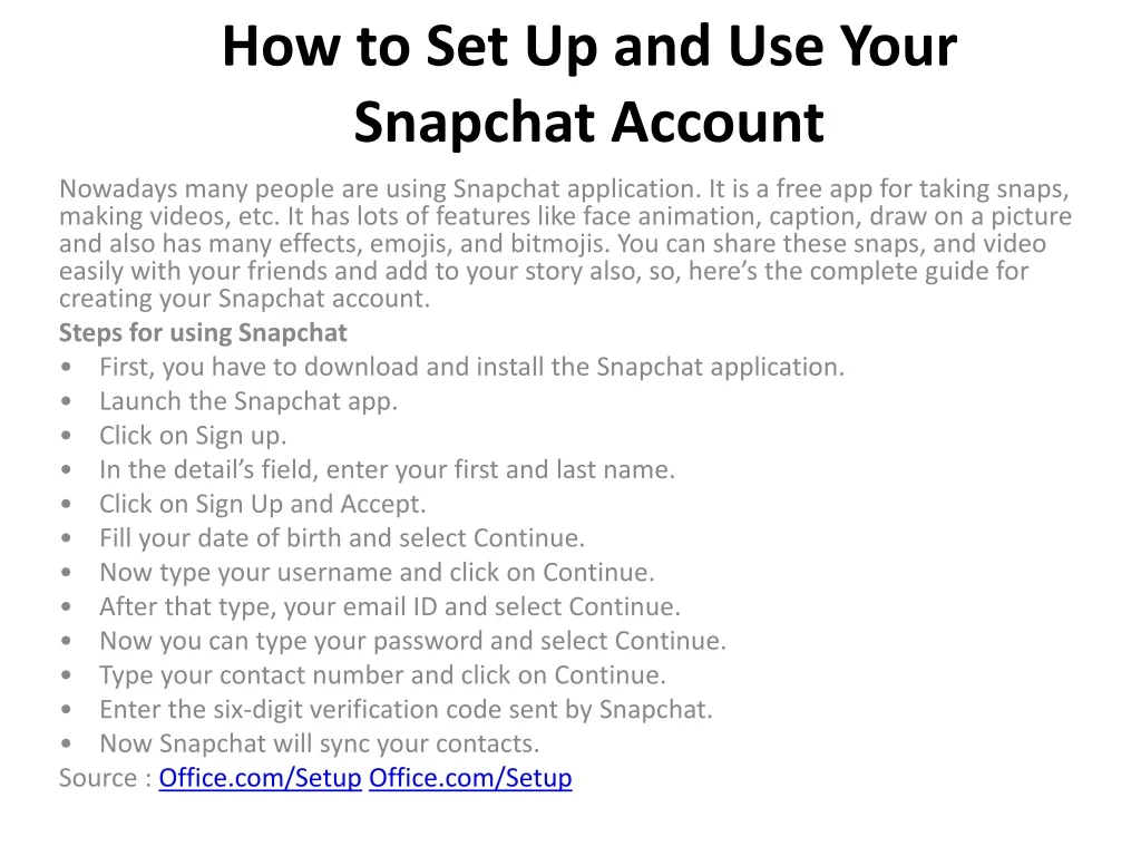 how to set up and use your snapchat account