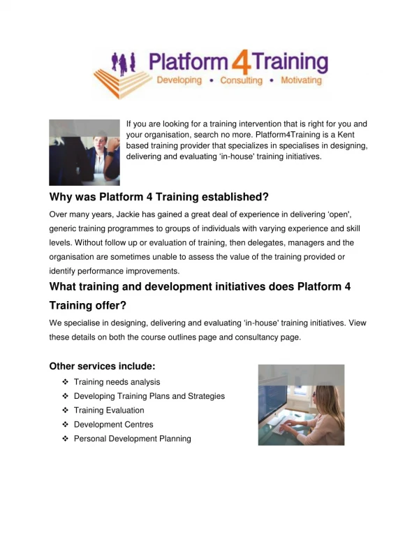Platform4Training - Leading Management Skills Training in Kent