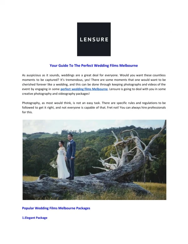 Your Guide To The Perfect Wedding Films Melbourne