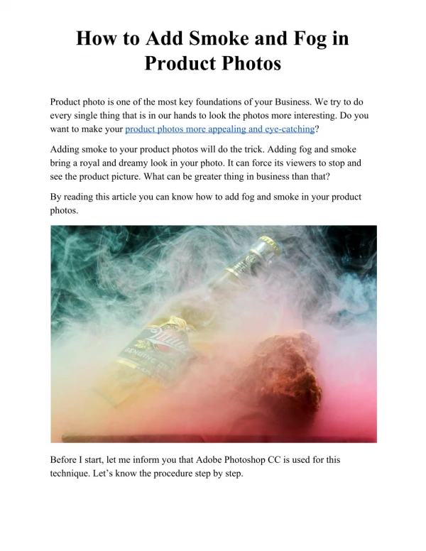 How to Add Smoke and Fog in Product Photos