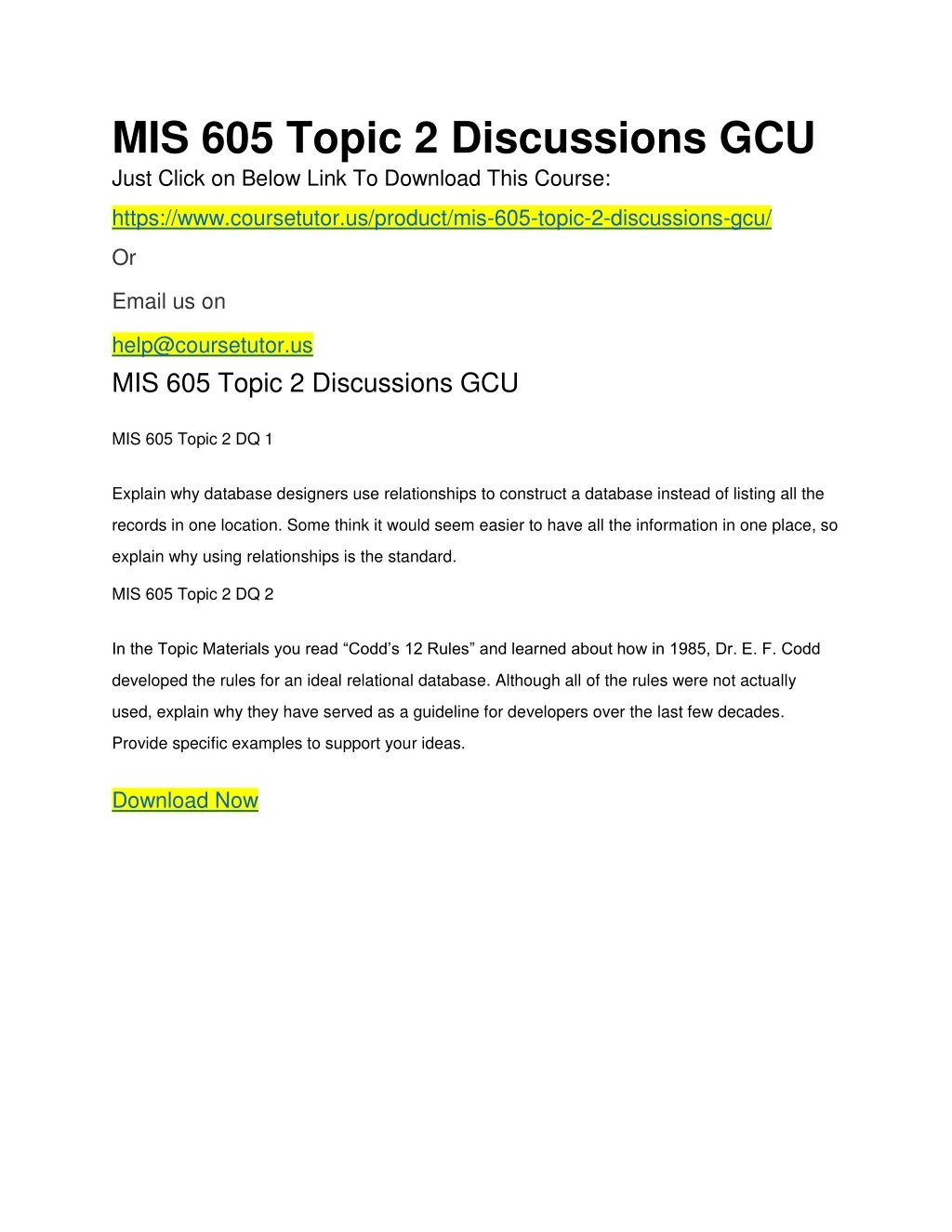 mis 605 topic 2 discussions gcu just click