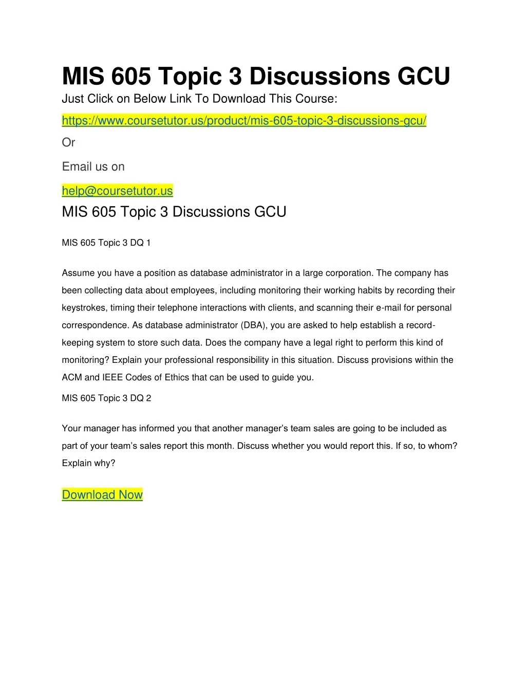 mis 605 topic 3 discussions gcu just click
