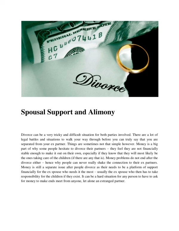 Spousal Support and Alimony